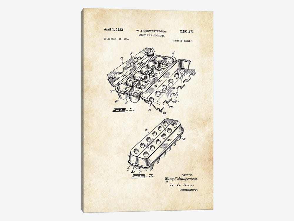 Chicken Egg Carton by Patent77 1-piece Art Print