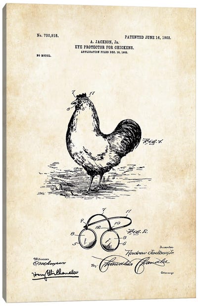 Chicken Glasses Canvas Art Print - Patent77