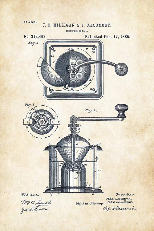 Coffee Mill by Patent77 wall art