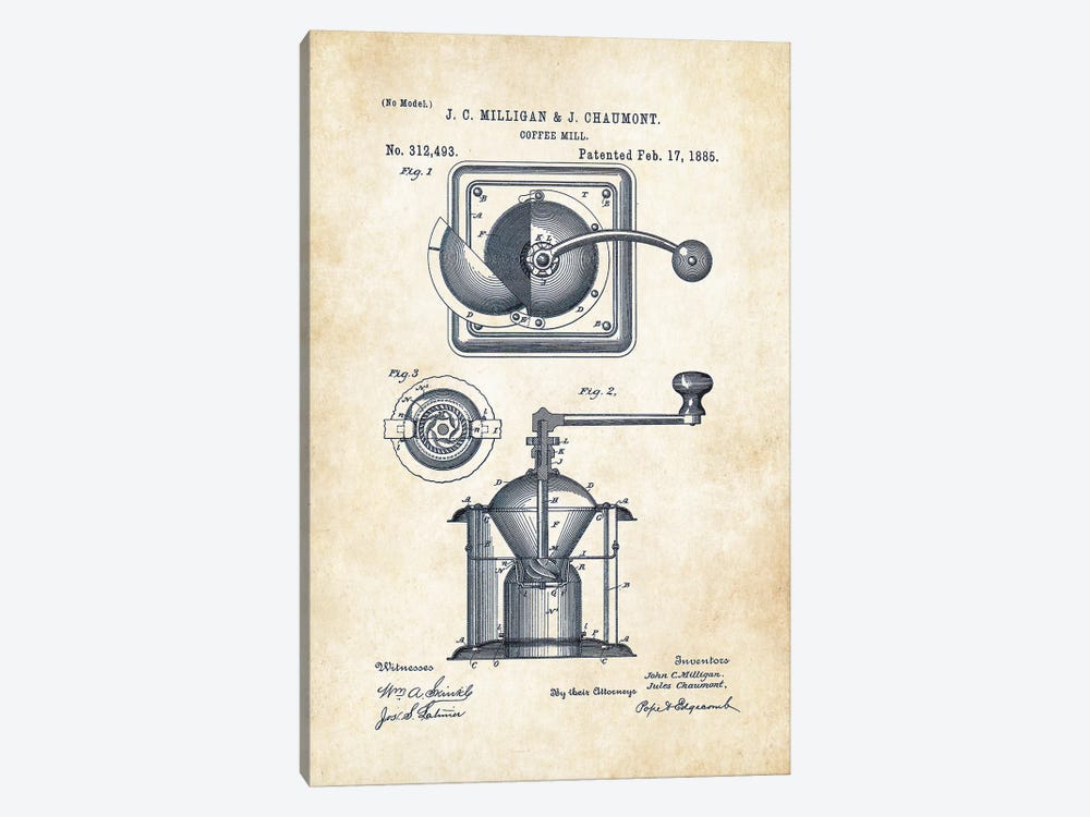 Coffee Mill by Patent77 1-piece Art Print