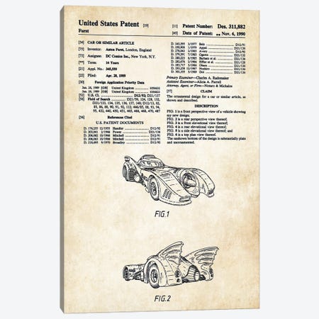 1989 Batmobile Canvas Print #PTN5} by Patent77 Canvas Art Print