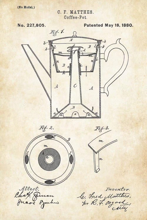 Coffee Pot by Patent77 wall art