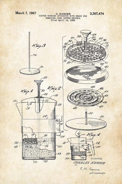Coffee Press by Patent77 wall art