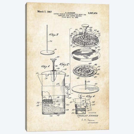 Coffee Press Canvas Print #PTN61} by Patent77 Art Print