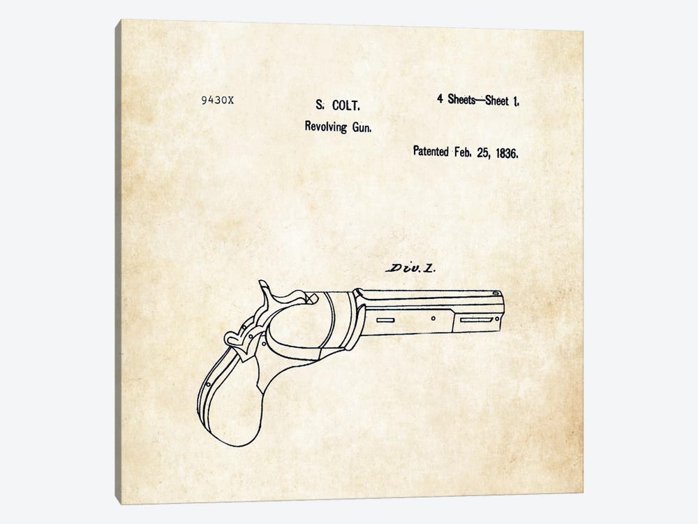 Colt Paterson Revolver (1830) by Patent77 1-piece Canvas Art