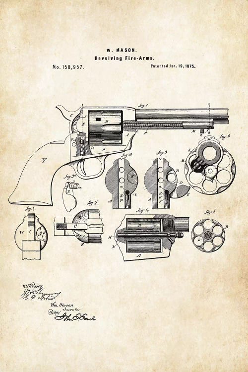 Colt Peacemaker Revolver by Patent77 wall art