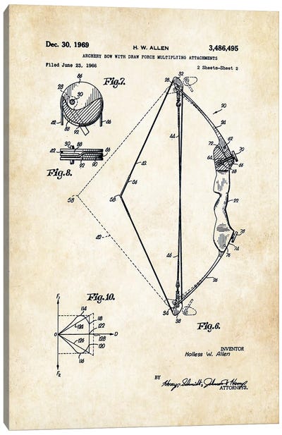 Compound Bow Canvas Art Print - Patent77