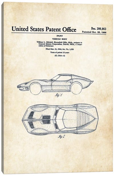 Corvette Mako Shark (1966) Canvas Art Print - Chevrolet