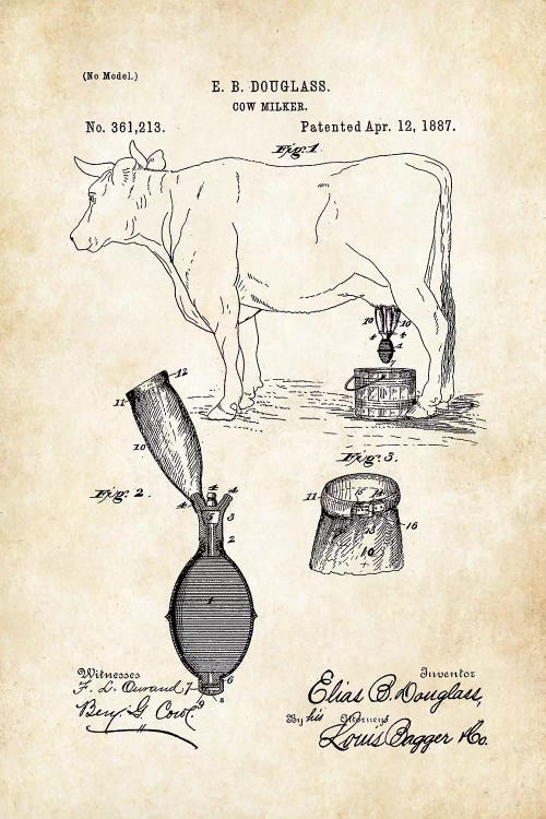 Cow Milker by Patent77 wall art
