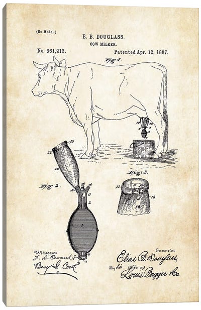 Cow Milker Canvas Art Print - Dairy