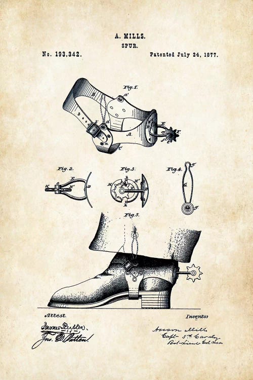 Cowboy Spurs by Patent77 wall art
