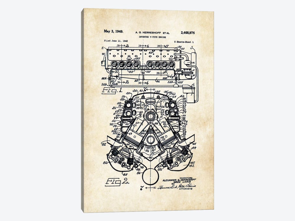 331 Hemi Engine by Patent77 1-piece Art Print