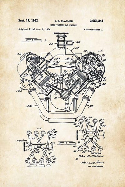 426 Hemi Engine by Patent77 framed wall art