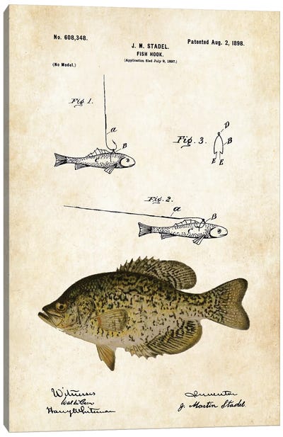 Crappie Fishing Lure Canvas Art Print - Patent77