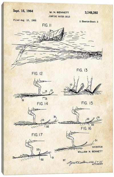 Cypress Gardens Water Skis Canvas Art Print - Patent77