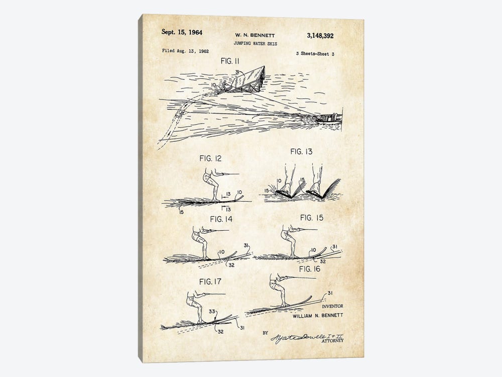 Cypress Gardens Water Skis by Patent77 1-piece Art Print
