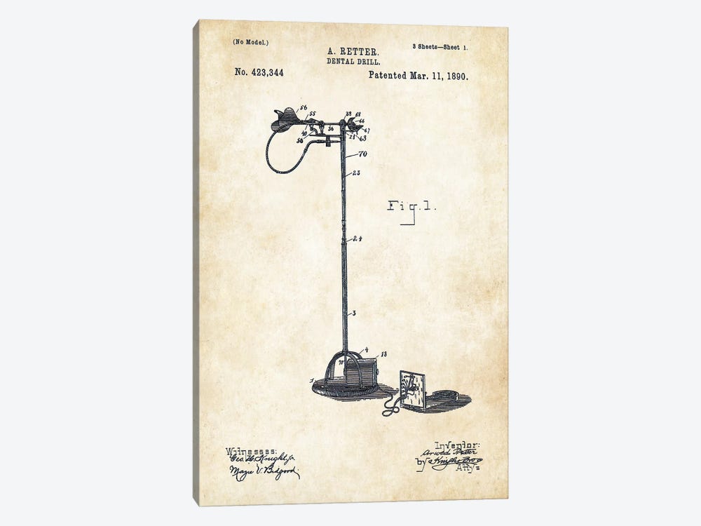 Dentist Drill (1890) by Patent77 1-piece Art Print
