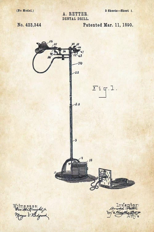 Dentist Drill (1890) by Patent77 wall art