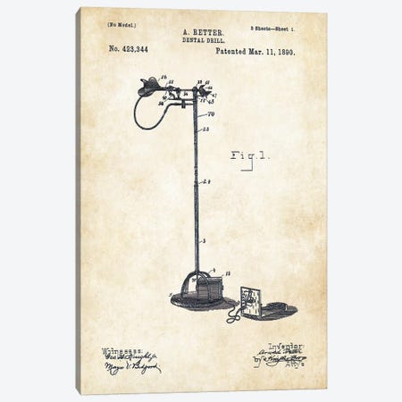 Dentist Drill (1890) Canvas Print #PTN75} by Patent77 Art Print