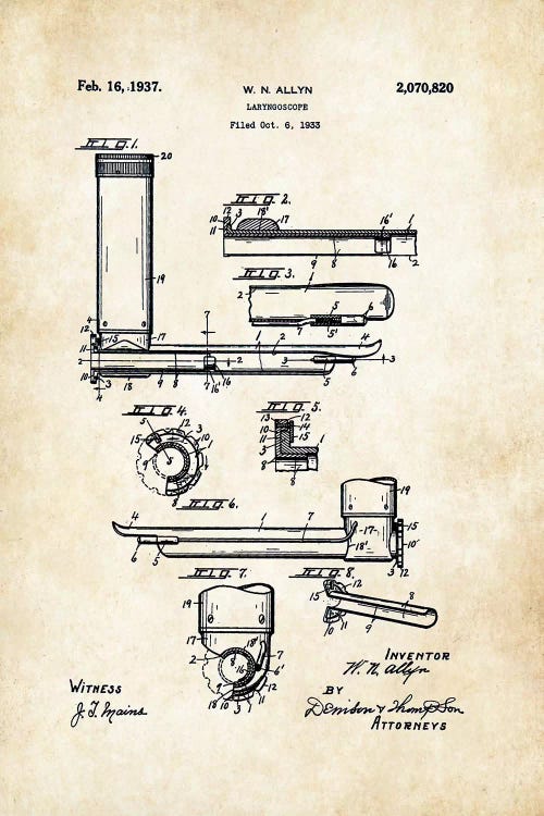 Doctor Laryngoscope by Patent77 wall art
