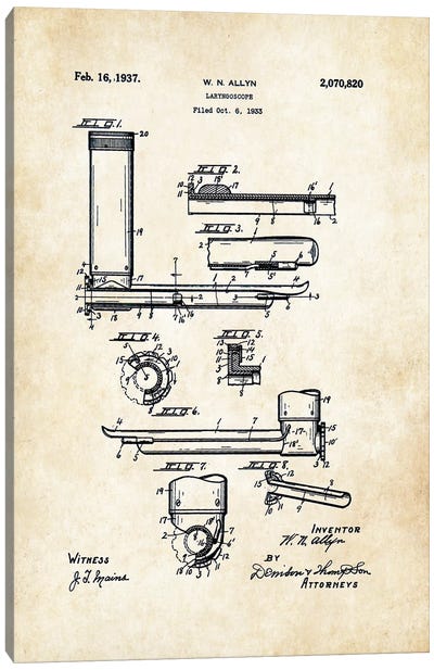 Doctor Laryngoscope Canvas Art Print - Patent77