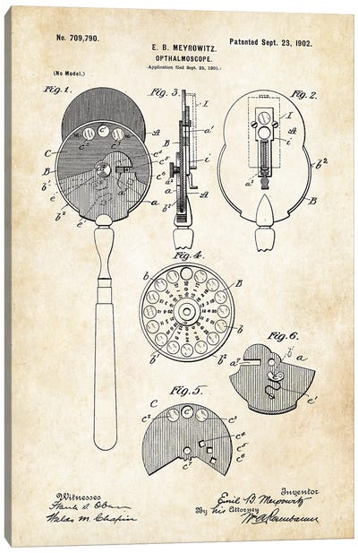 Doctor Opthalmoscope Canvas Art Print - Patent77