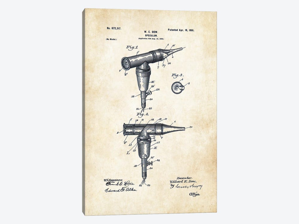 Doctor Otoscope by Patent77 1-piece Canvas Art Print