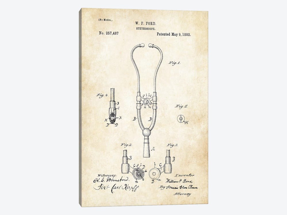 Doctor Stethoscope (1882) by Patent77 1-piece Canvas Artwork