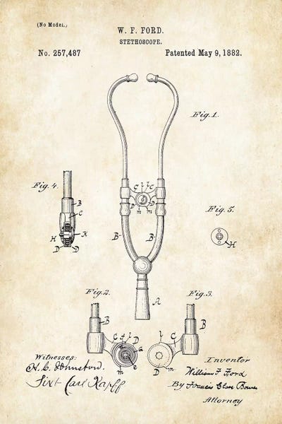 Medical & Dental Blueprints: Doctor Stethoscope (1882) by Patent77