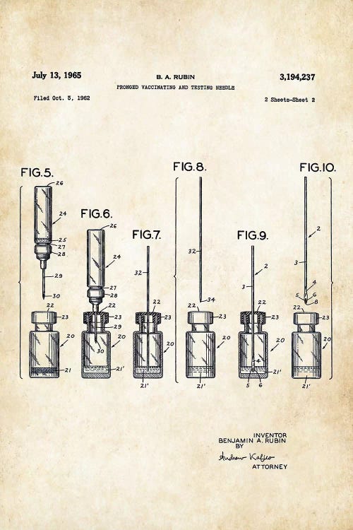 Doctor Vaccine Needle by Patent77 wall art