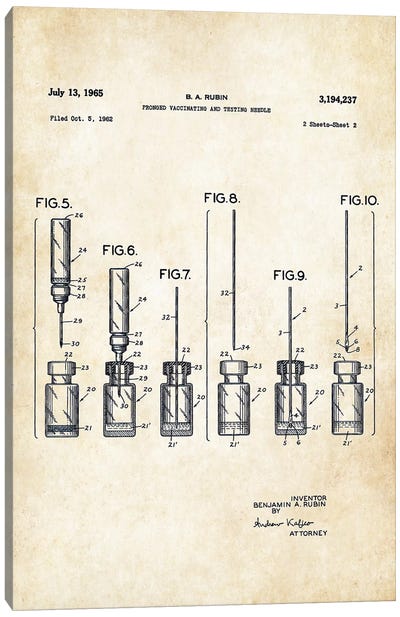 Doctor Vaccine Needle Canvas Art Print - Patent77