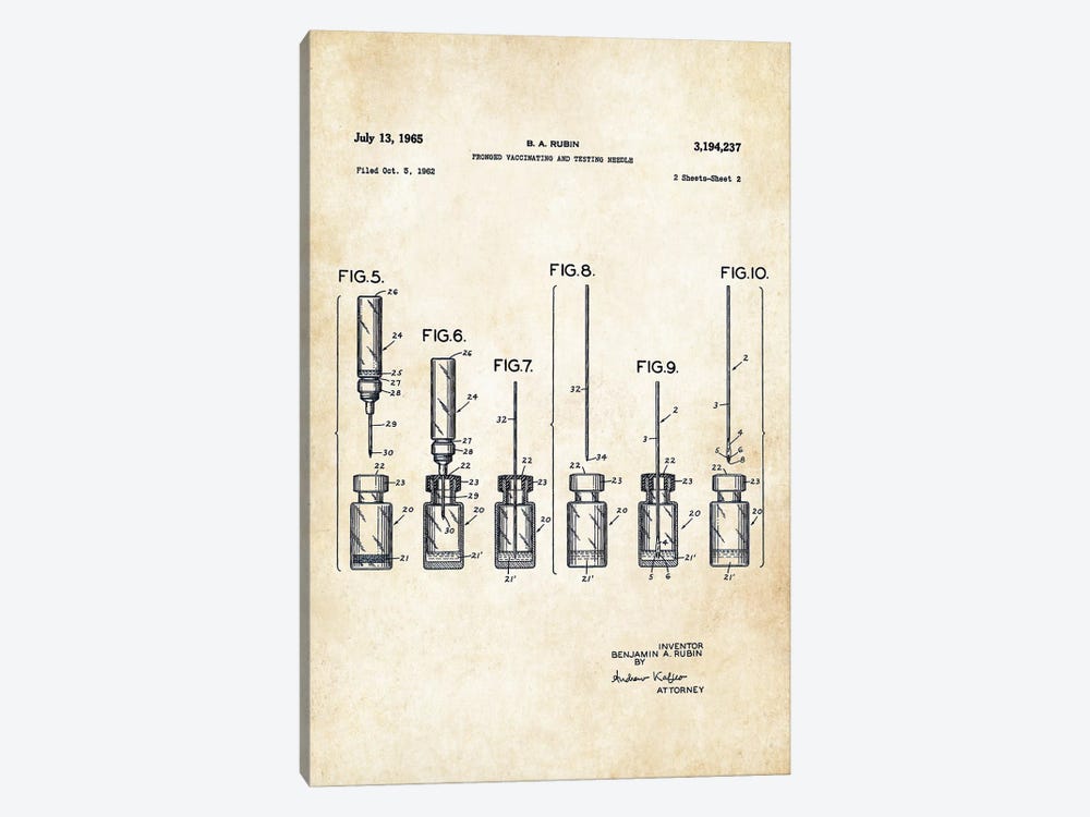 Doctor Vaccine Needle by Patent77 1-piece Canvas Art Print