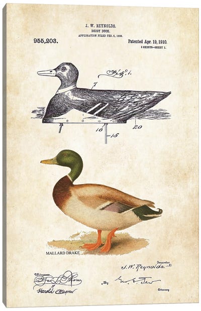 Duck Decoy Canvas Art Print - Patent77