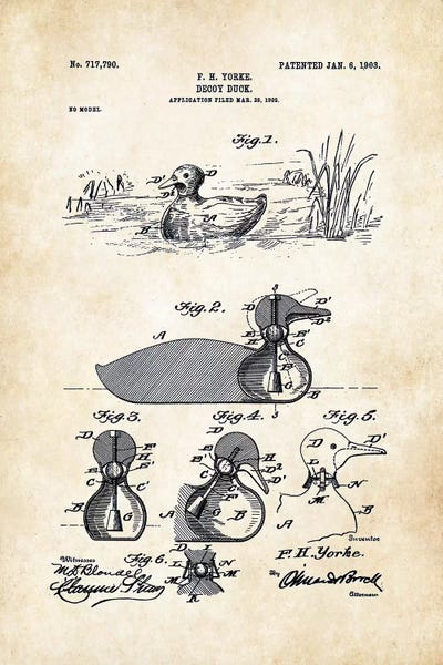 Duck Decoy (1903) by Patent77 framed canvas print