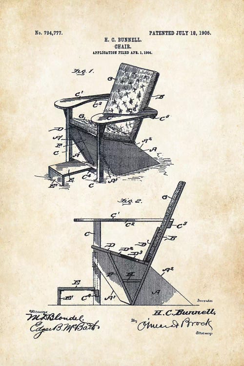 Adirondack Chair by Patent77 wall art