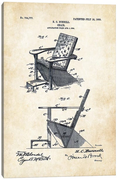 Adirondack Chair Canvas Art Print - Patent77