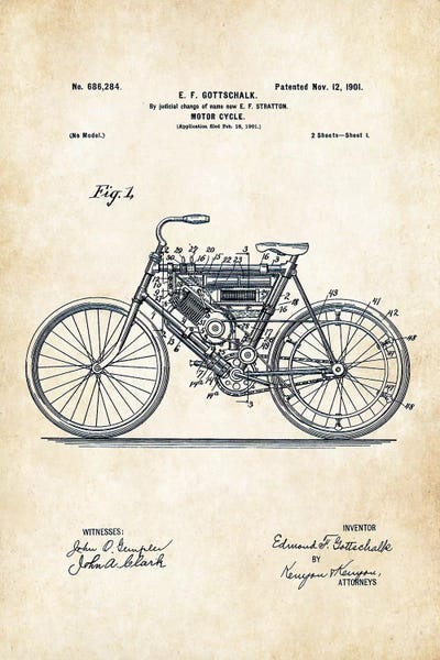 Motorcycles: Early Motorcycle (1901) by Patent77
