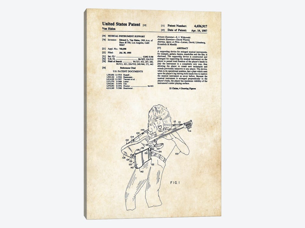 Eddie Van Halen Guitar by Patent77 1-piece Canvas Print