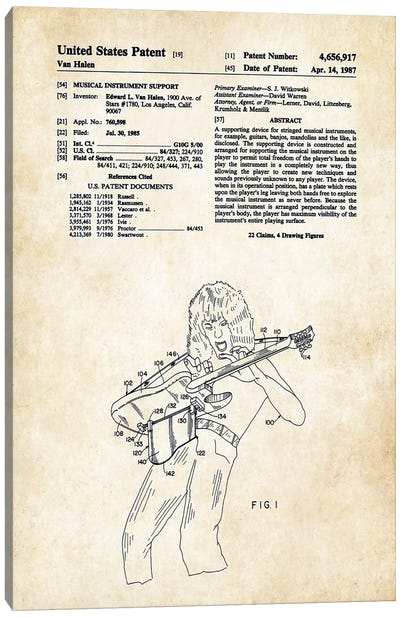 Eddie Van Halen Guitar Canvas Art Print - Patent77