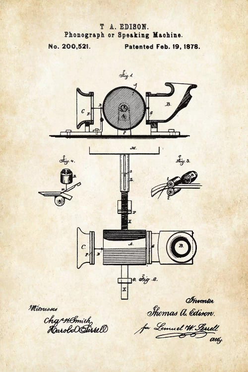 Edison Phonograph by Patent77 wall art