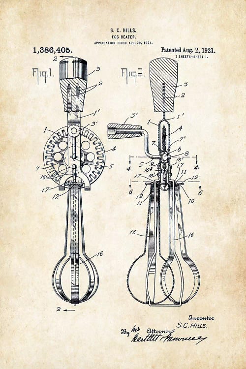 Egg Beater by Patent77 wall art