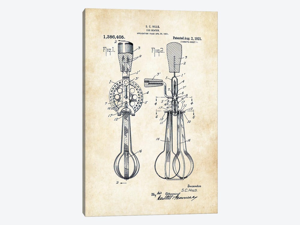 Egg Beater by Patent77 1-piece Canvas Art