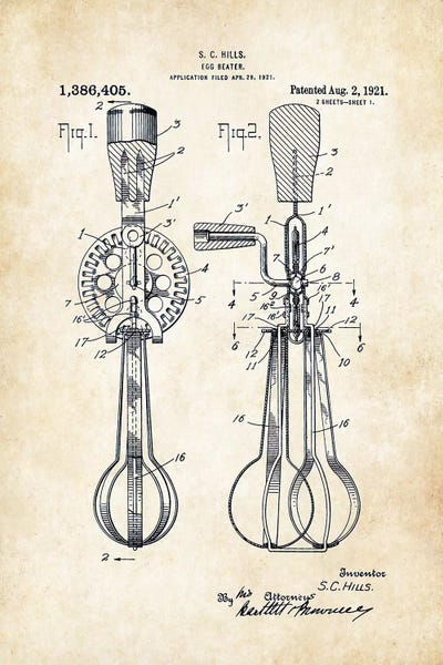 Household Goods Blueprints: Egg Beater by Patent77