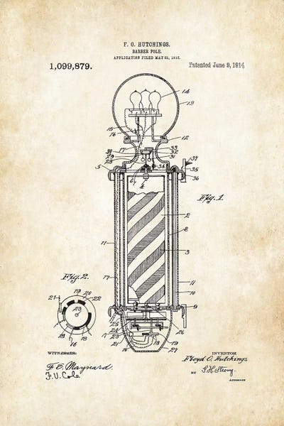 Beauty & Personal Care Blueprints: Electric Barber Pole (1914) by Patent77
