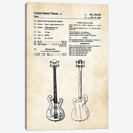 Epiphone Scroll Bass Guitar Canvas Print #PTN97} by Patent77 Art Print