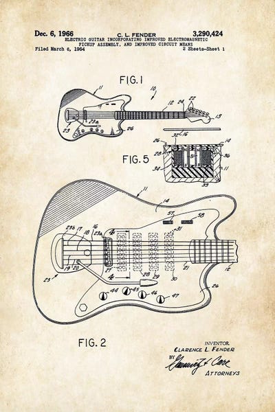 Music Blueprints: Fender Guitar (1966) by Patent77