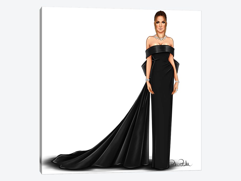 Jennifer Lopez - Lady In Black by PietrosIllustrations 1-piece Canvas Art