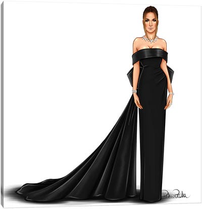 Jennifer Lopez - Lady In Black Canvas Art Print - Pop Music Art