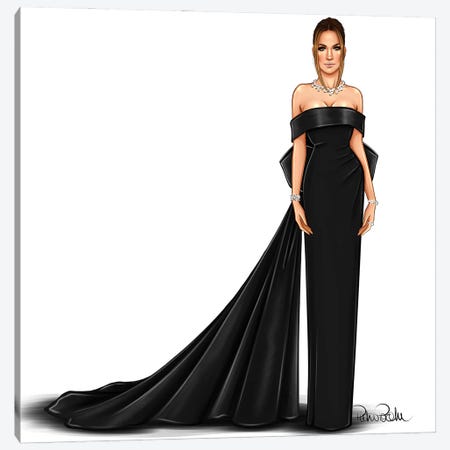 Jennifer Lopez - Lady In Black Canvas Print #PTO13} by PietrosIllustrations Canvas Print