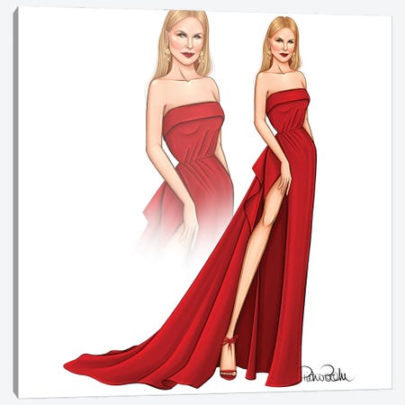 Nicole Kidman - Red Canvas Print #PTO14} by PietrosIllustrations Canvas Art
